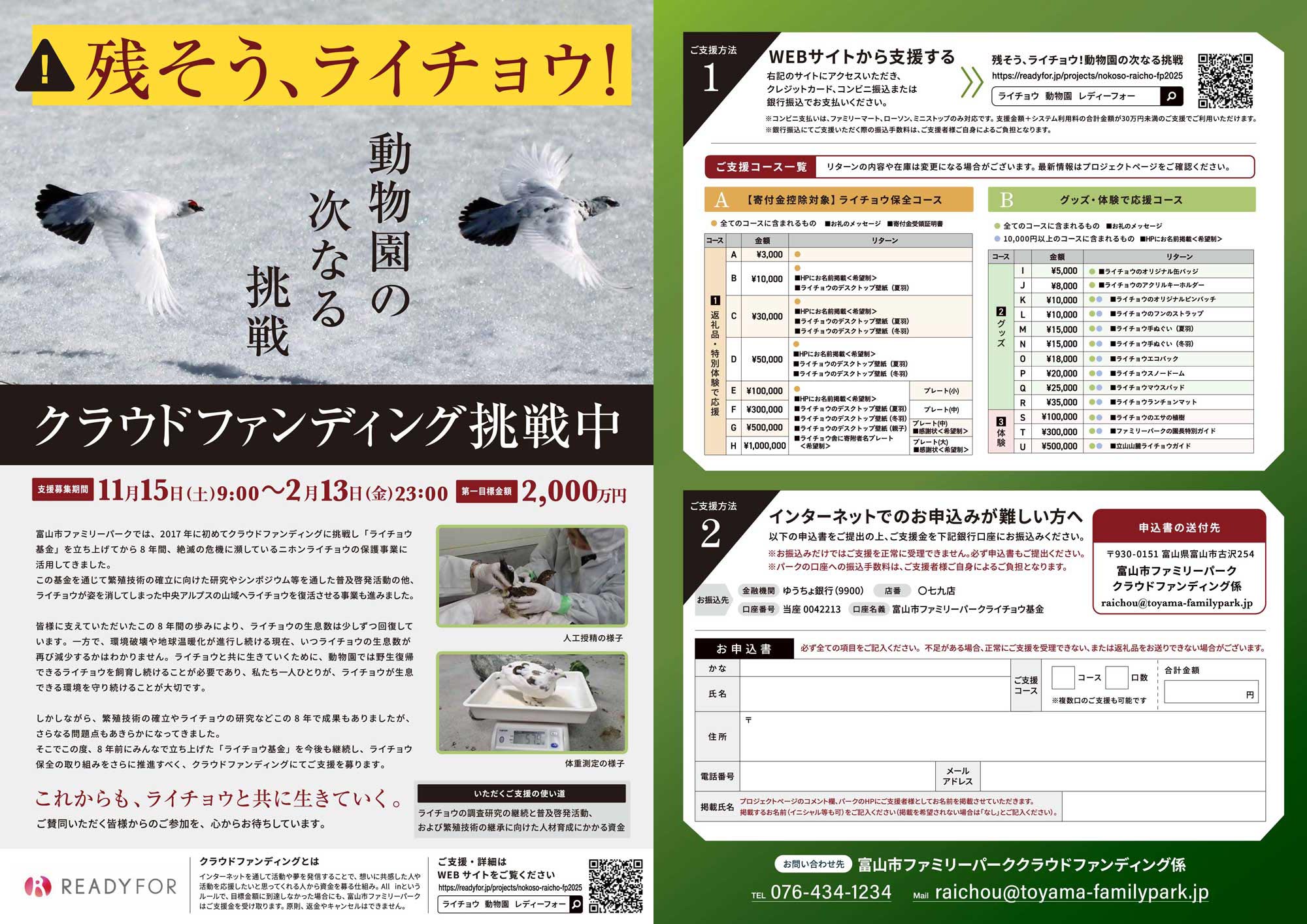 ライチョウ クラウドファンディング チラシ